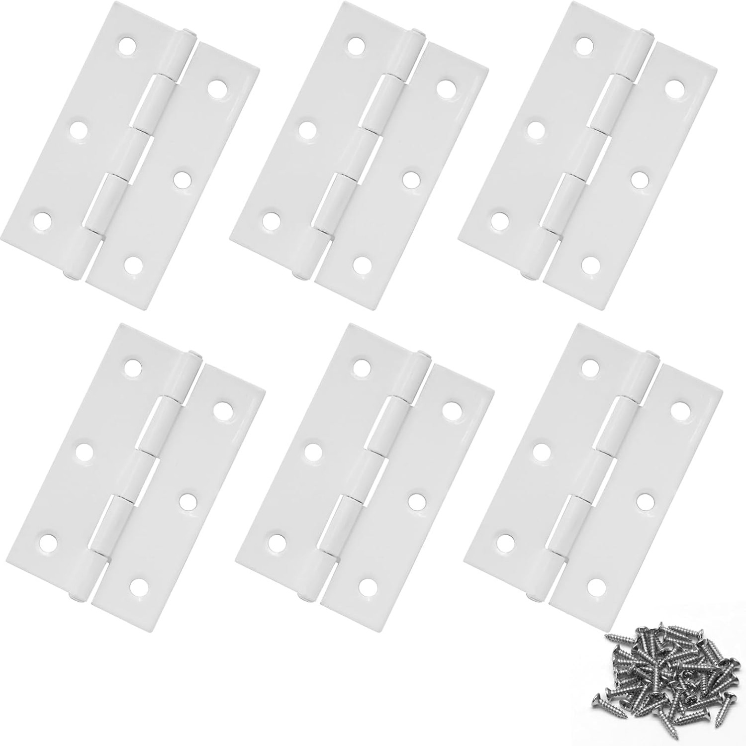 Murtenze Mini Silver Butt Hinges, 24 Pack, detail view